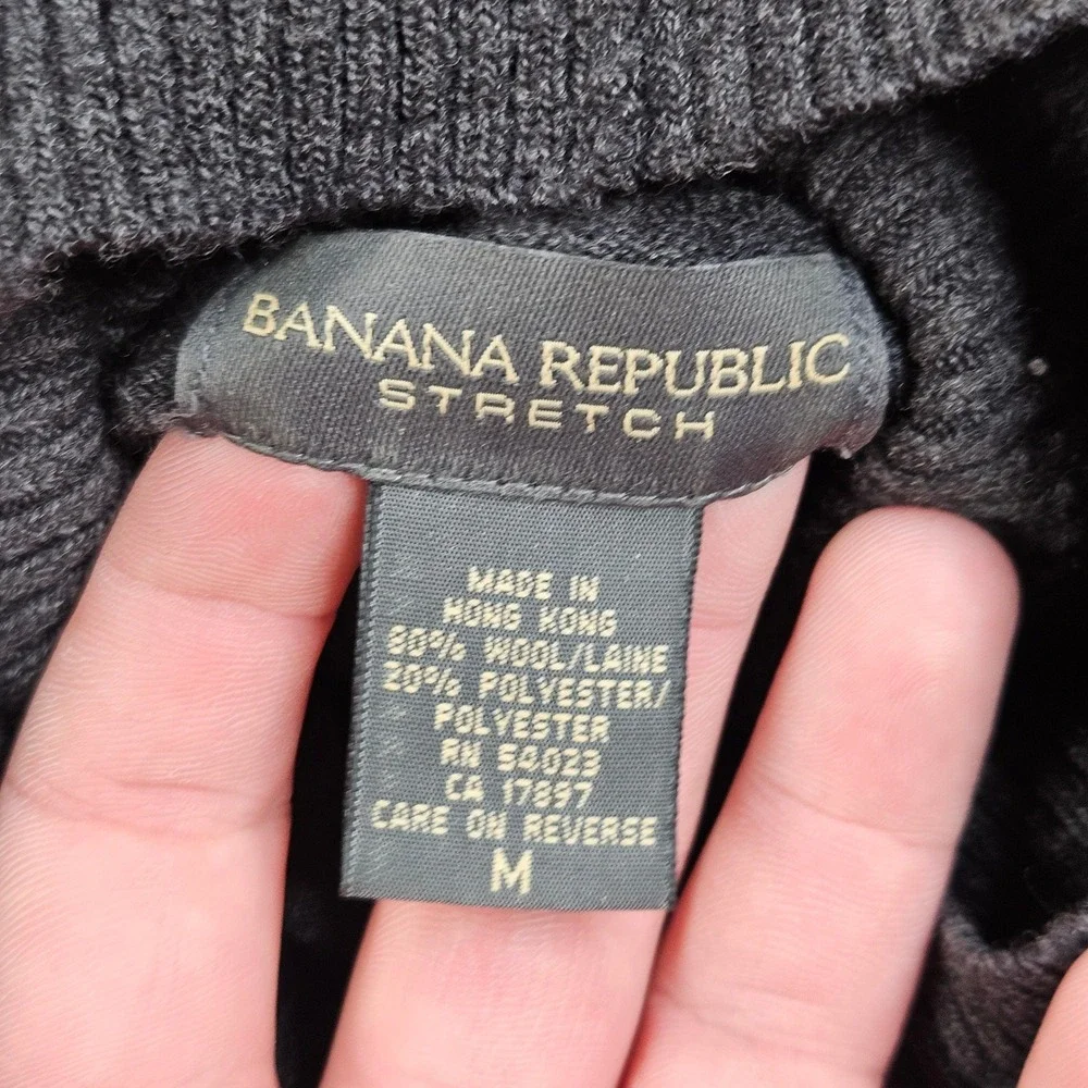 Banana Republic Stretch Wool Blend Turtleneck Sweater Mens M Gray 247497